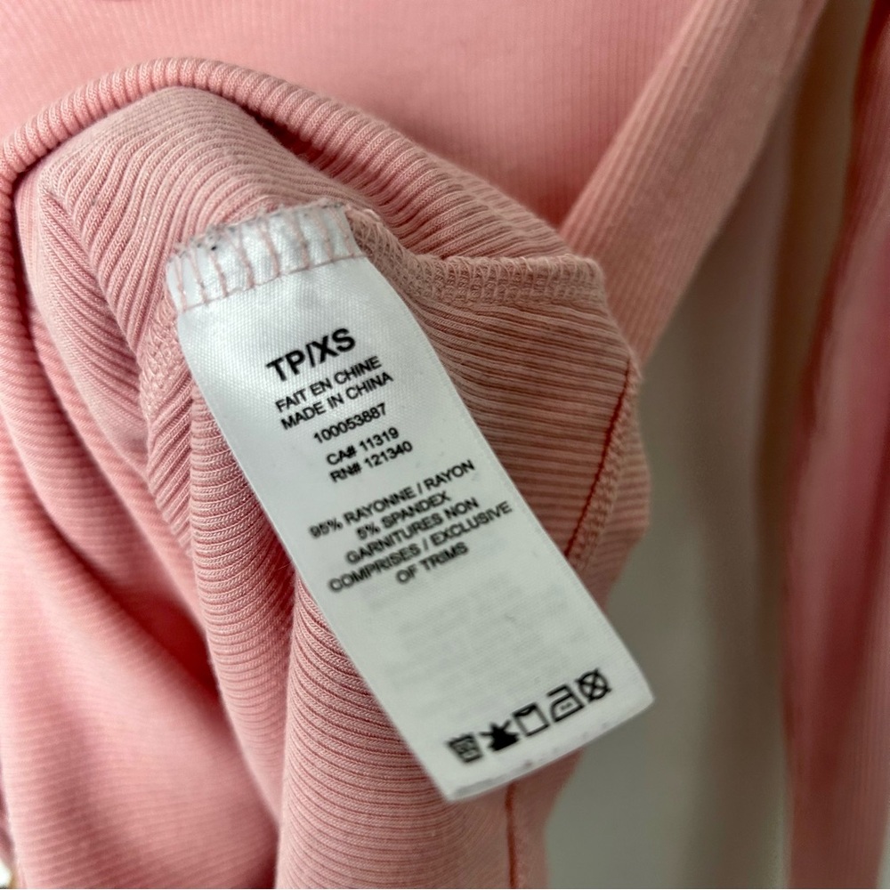 Baby Pink Dynamite Ribbed V-Neck - Picture 3 of 4